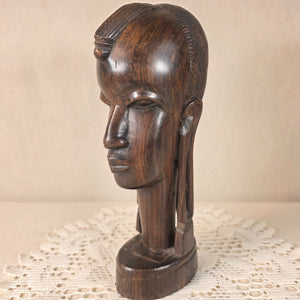 Authentic African Ebony Maasai Tribal Head Sculpture Handcrafted Wooden Art
