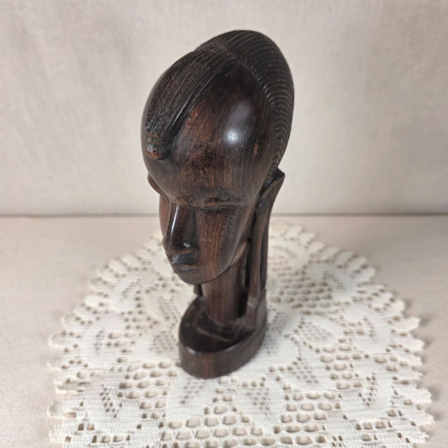 Authentic African Ebony Maasai Tribal Head Sculpture Handcrafted Wooden Art
