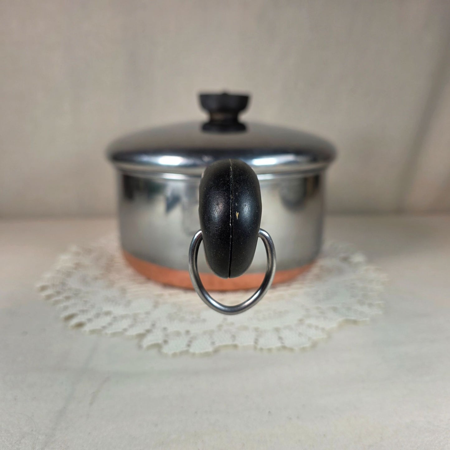 Vintage Revere Ware 2 Qt Copper Bottom Saucepan With Lid & Black Handle
