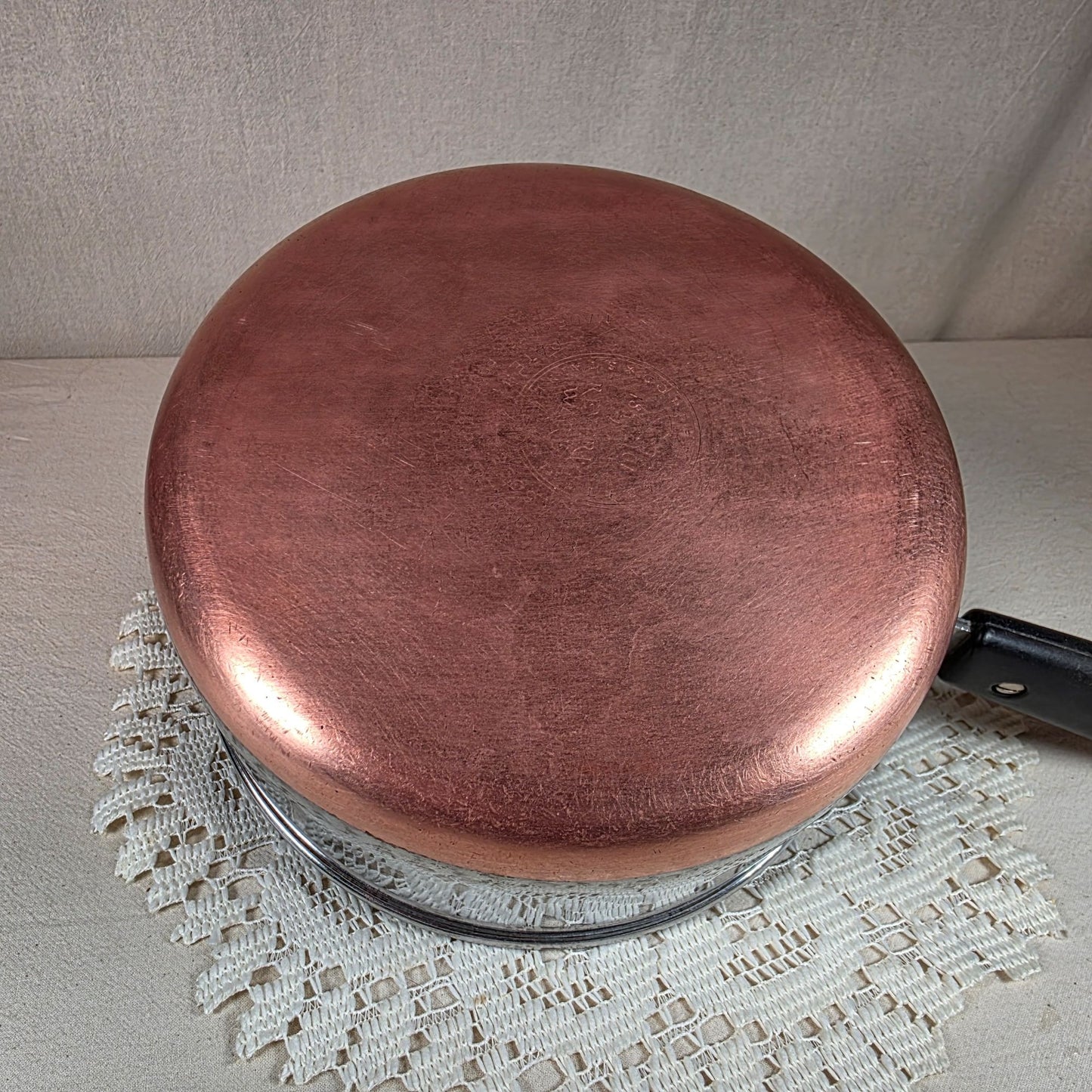 Vintage Revere Ware 2 Qt Copper Bottom Saucepan With Lid & Black Handle