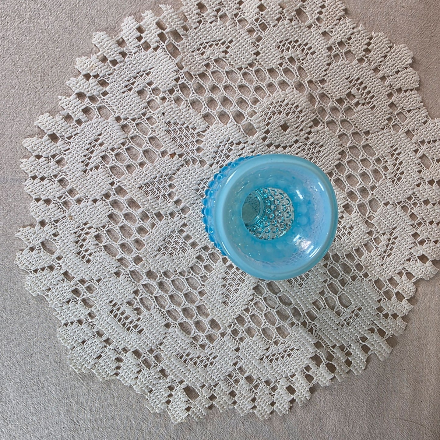Fenton Blue Opalescent Hobnail Glass Vase 3 2/3"