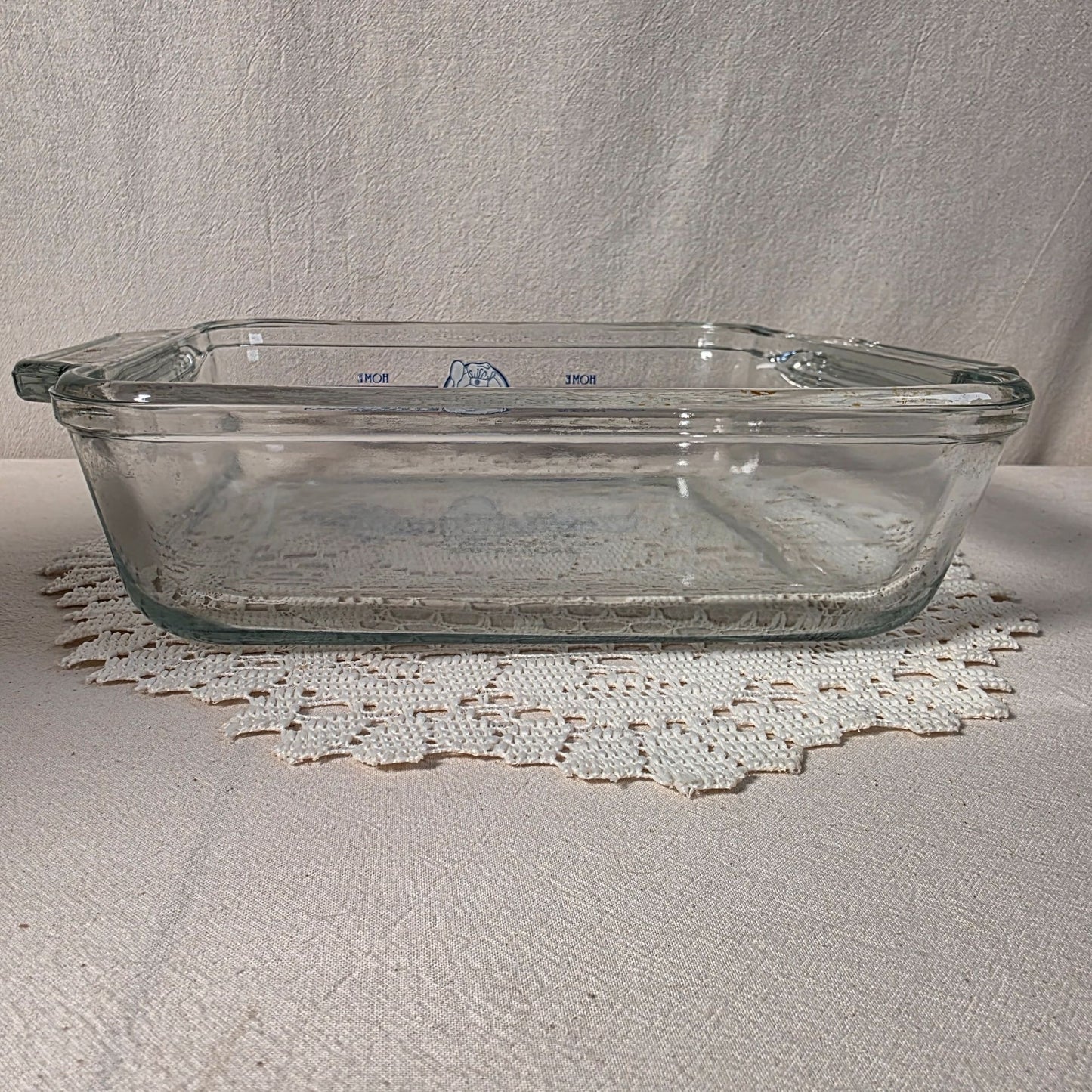 Vintage Anchor Hocking Pillsbury Doughboy 9"x9" Glass Square Baking Dish Ovenware