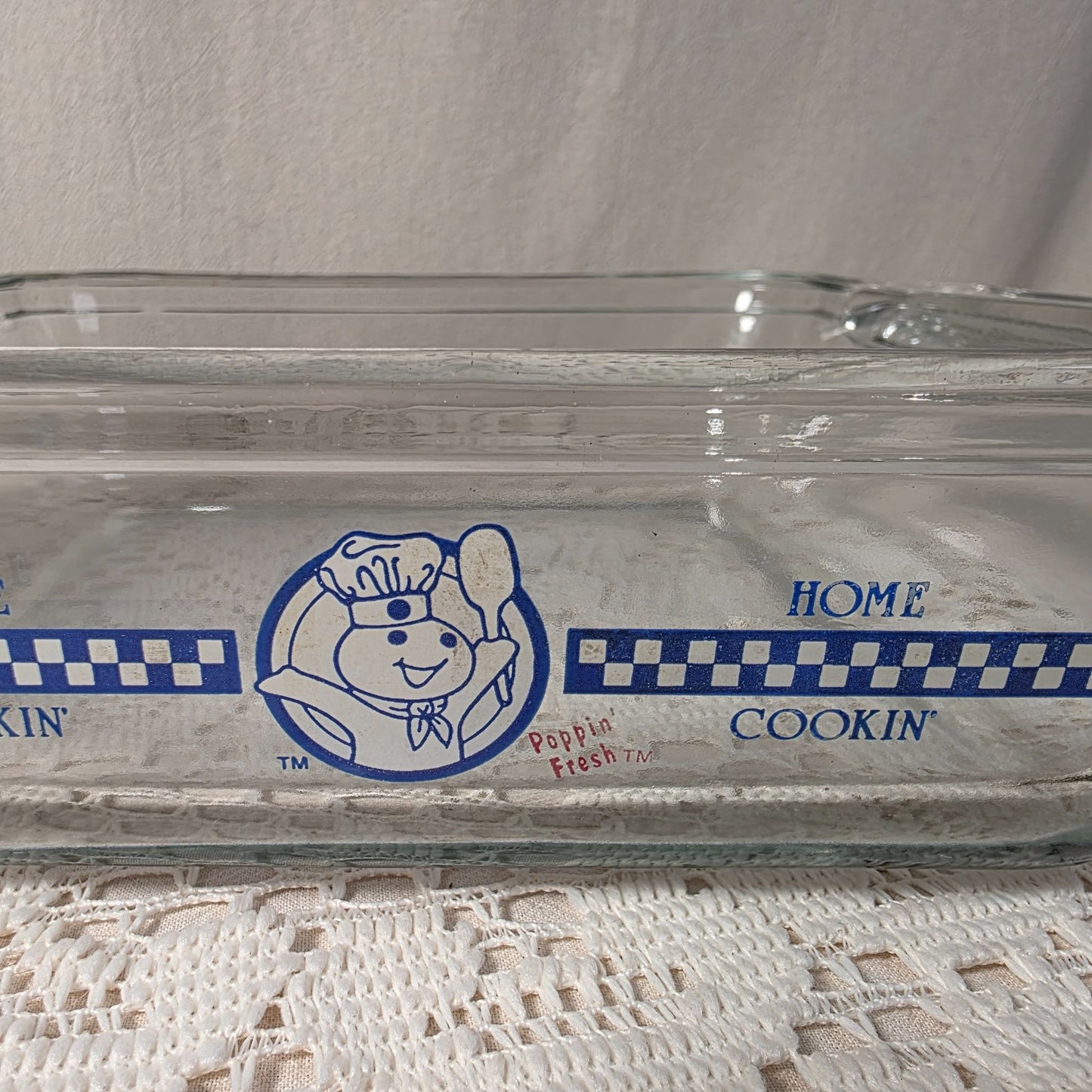 Vintage Anchor Hocking Pillsbury Doughboy 9"x9" Glass Square Baking Dish Ovenware