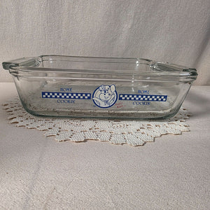 Vintage Anchor Hocking Pillsbury Doughboy 9"x9" Glass Square Baking Dish Ovenware