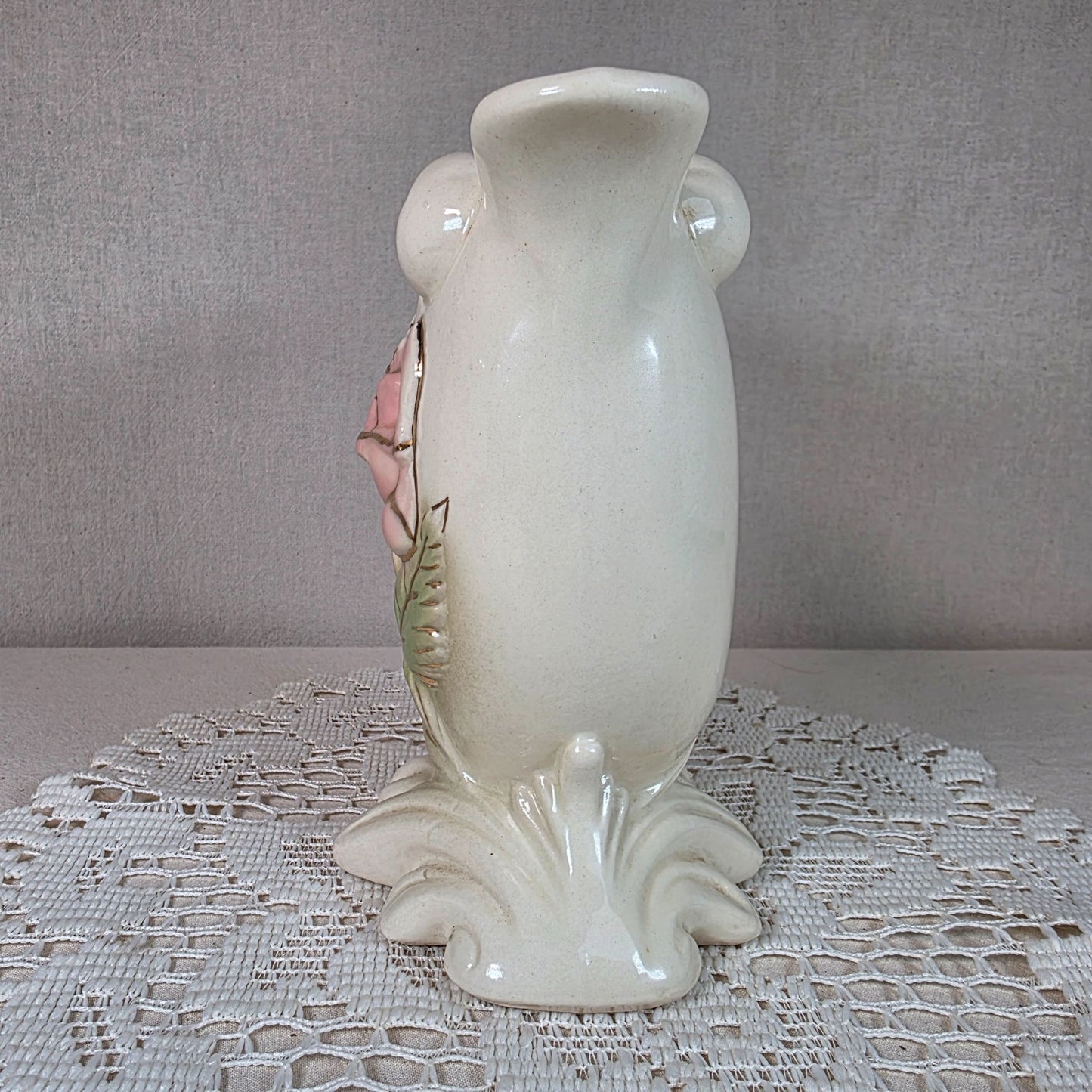 Vintage Royal Copley Vase Raised Pink Rose Design 6 inches