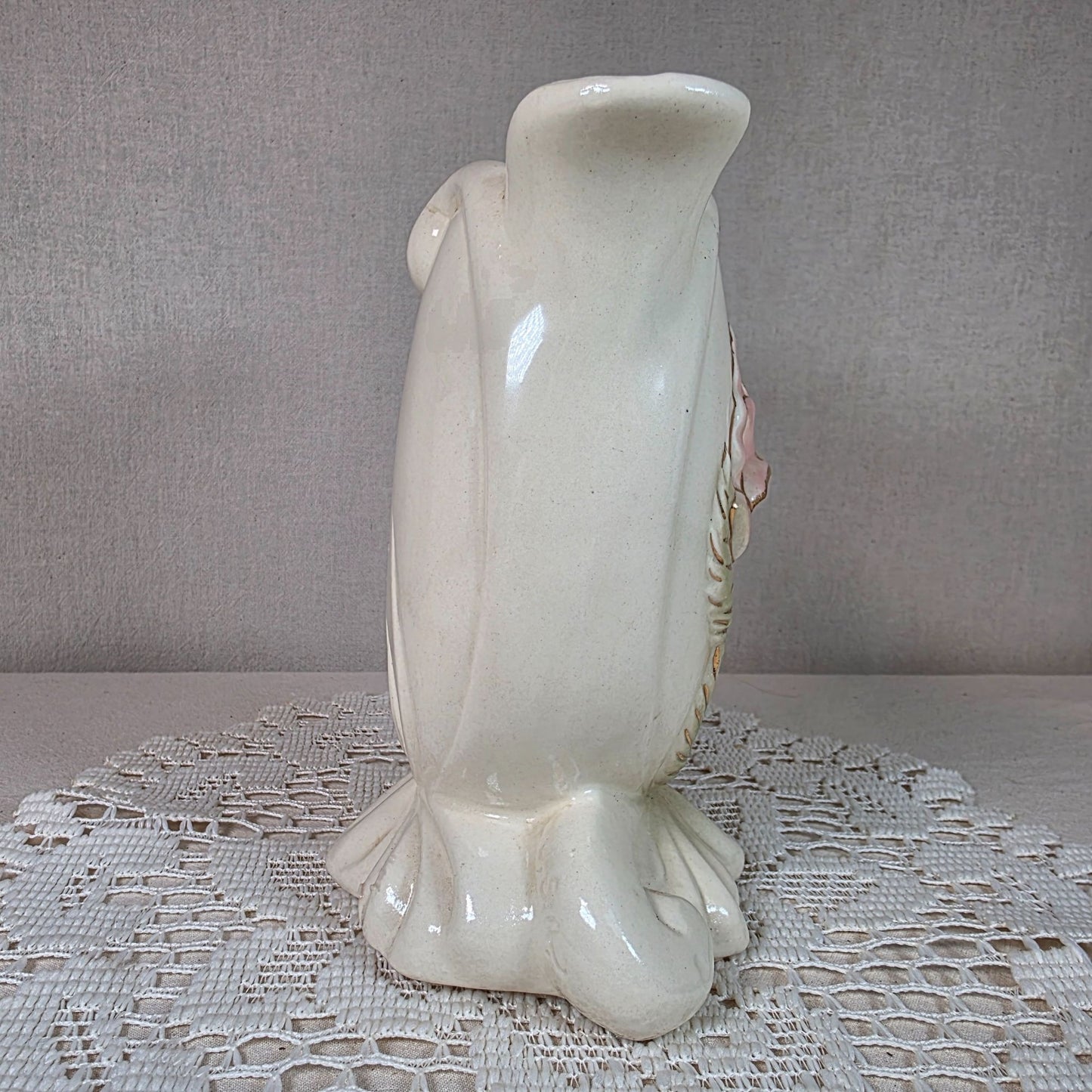 Vintage Royal Copley Vase Raised Pink Rose Design 6 inches