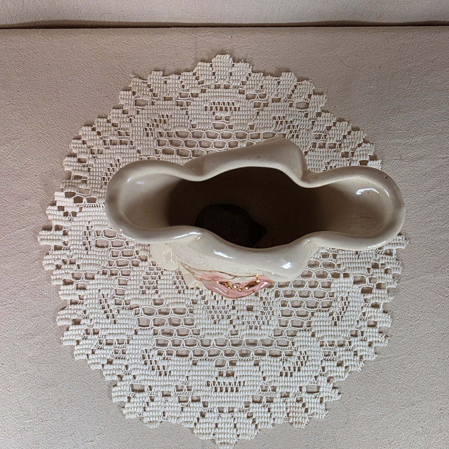 Vintage Royal Copley Vase Raised Pink Rose Design 6 inches