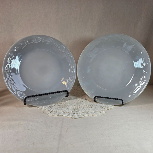Fire King Gray Laurel Dinner Plates 9" Set Of 2 Vintage USA Glassware