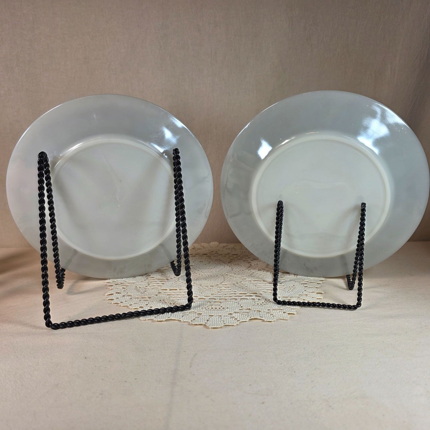 Fire King Gray Laurel Dinner Plates 9" Set Of 2 Vintage USA Glassware