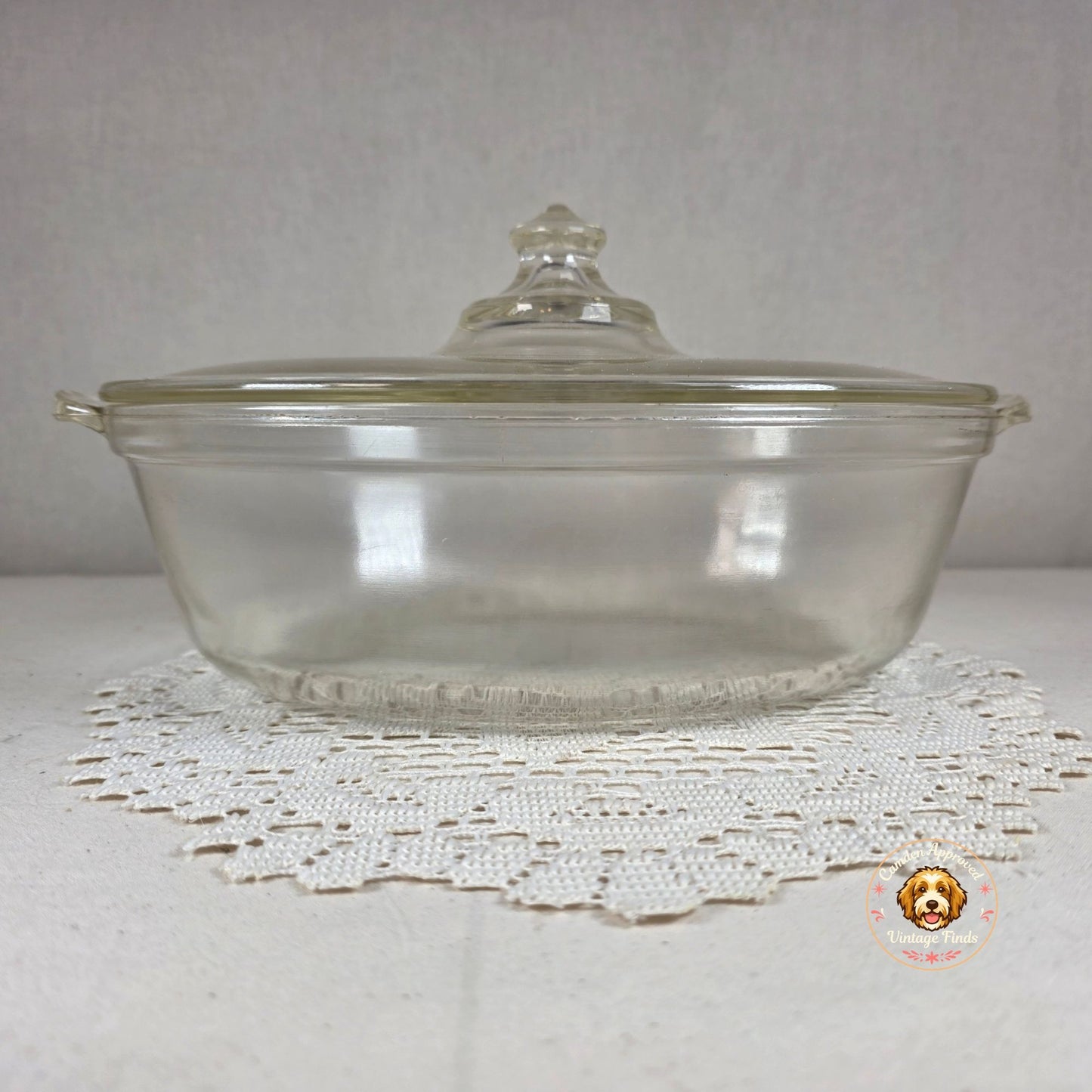 Vintage Pyrex Clear Glass Oval Casserole Dish With Lid 10" X 8" Bakeware Collectible Kitchenware
