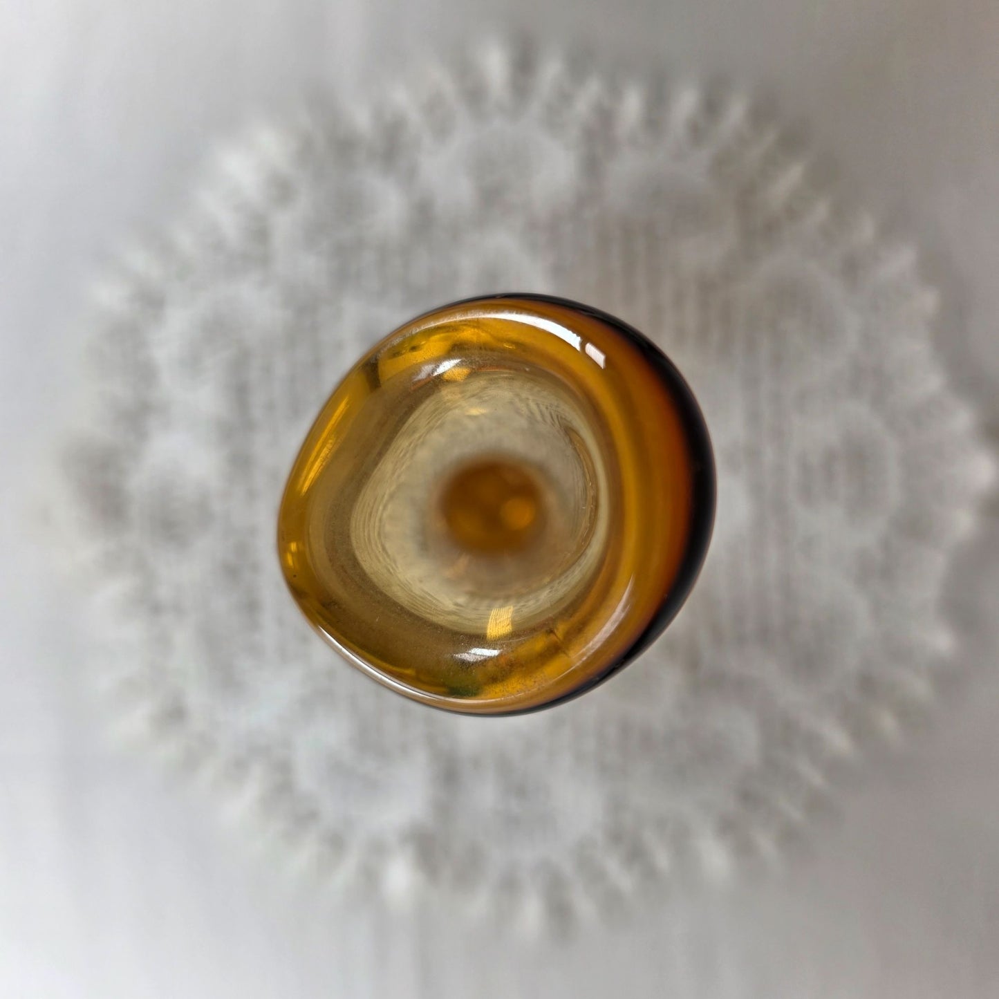 Vintage Fenton Amber Hobnail Swung Vase 11" Art Glass Mid Century MCM Embossed Logo