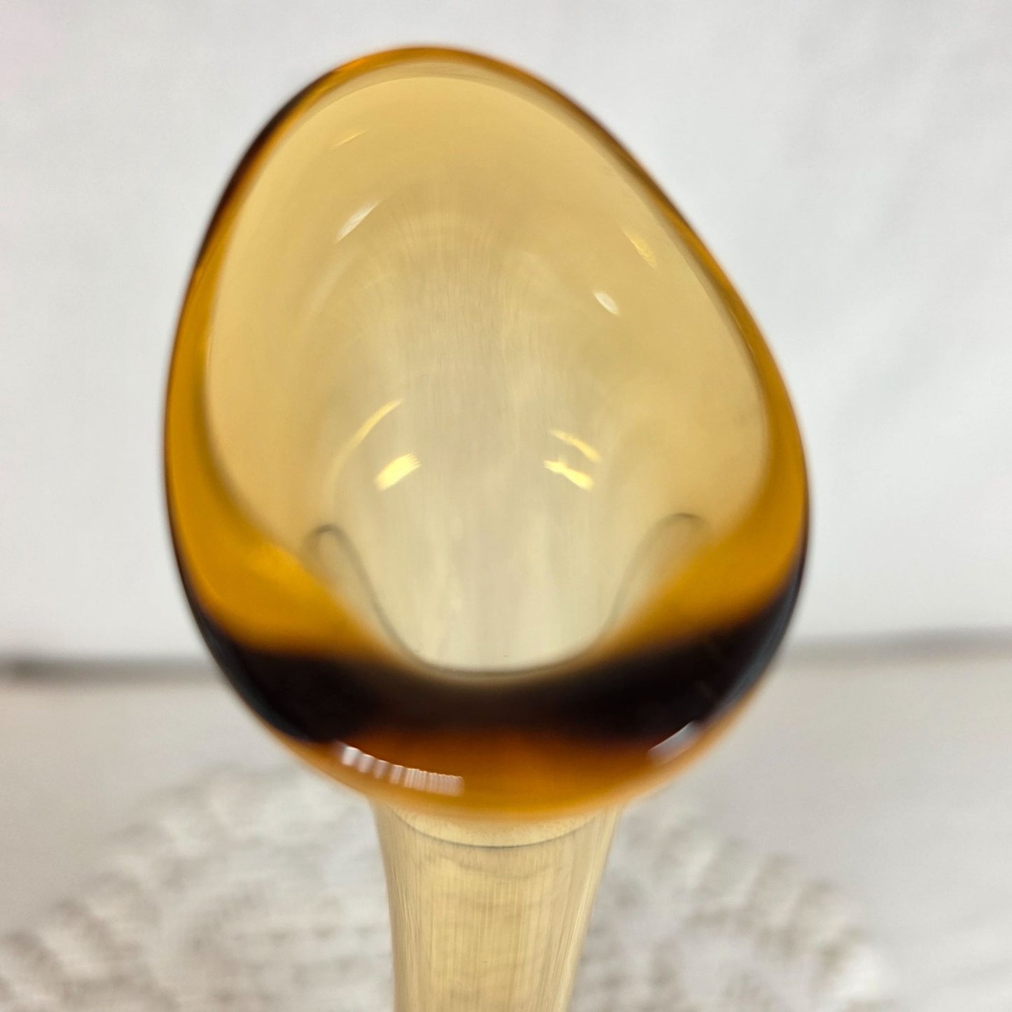 Vintage Fenton Amber Hobnail Swung Vase 11" Art Glass Mid Century MCM Embossed Logo