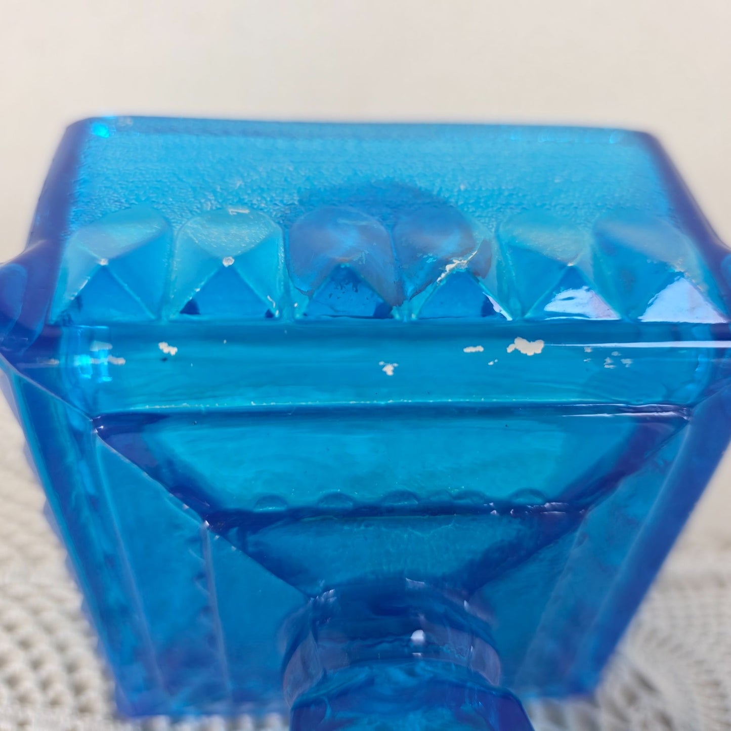 Vintage Jeannette Glass Blue Compote Candy Dish Pedestal Lidded Footed Bowl with Lid