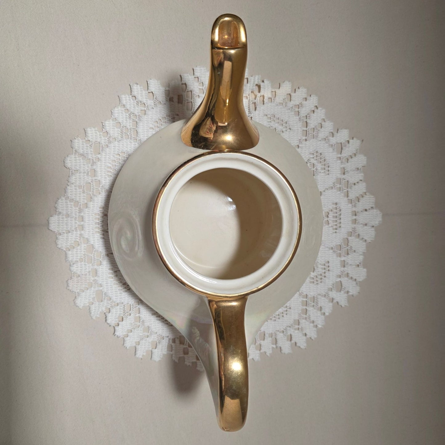 Vintage Fine China Tea Set With 22 K Gold Trim - Includes Teapot Creamer & Sugar Bowl