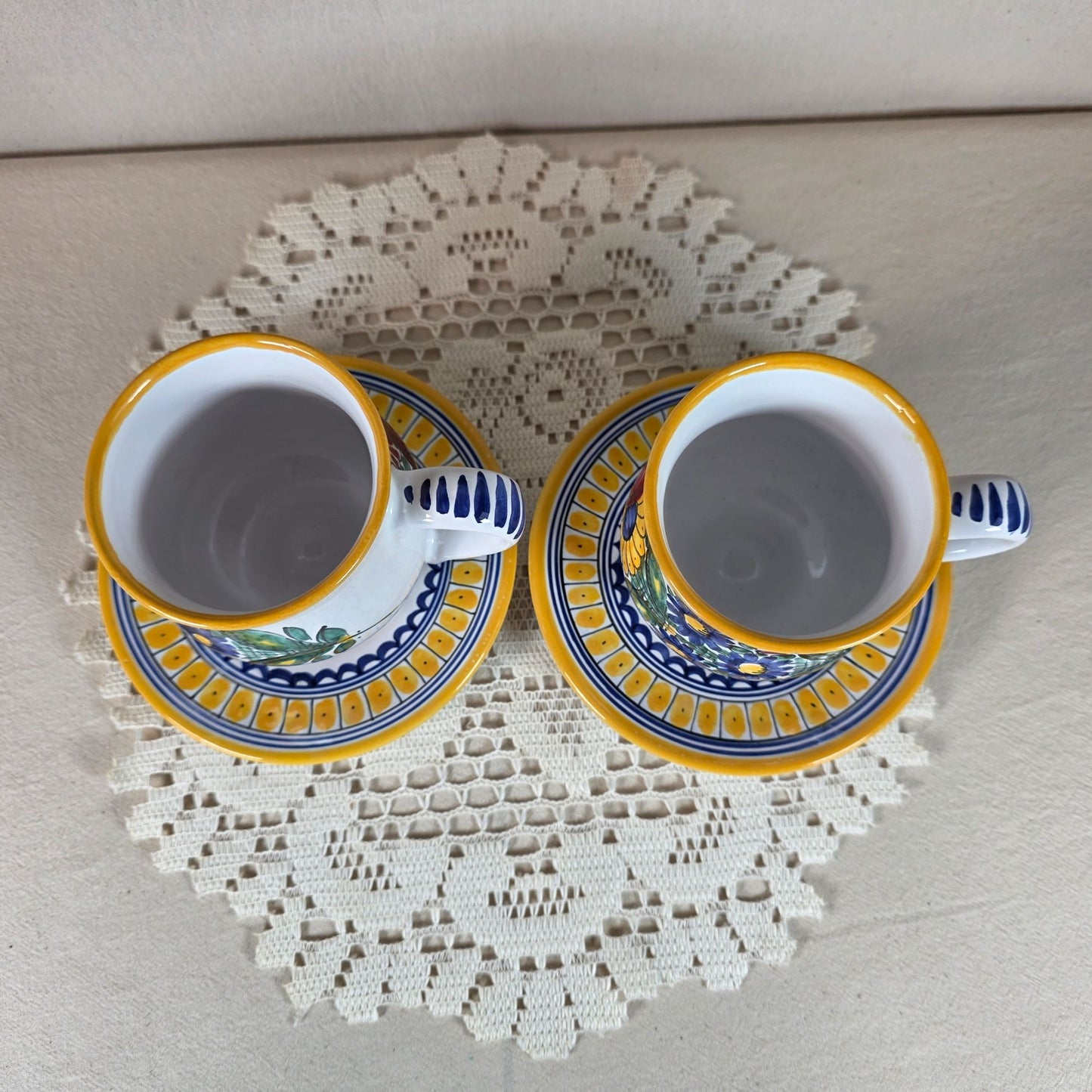 Vintage Tupesy Ceramic Tea Cup Set Hand Painted Floral Bohemian Style