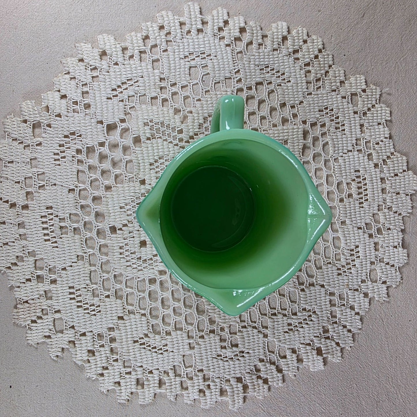 Vintage Style Green Jadeite 3-Spout Glass Measuring Cup 1 Cup Capacity Embossed Markings Depression Era Style