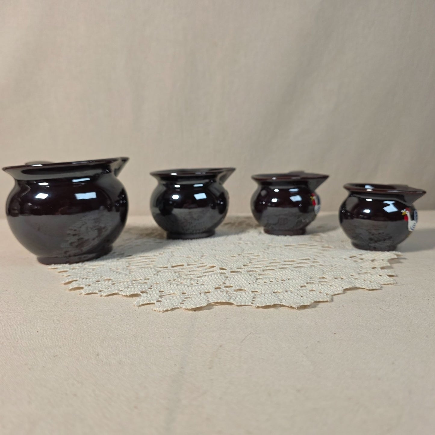Vintage Ceramic Rooster Measuring Cups Set of 4 Made in Japan