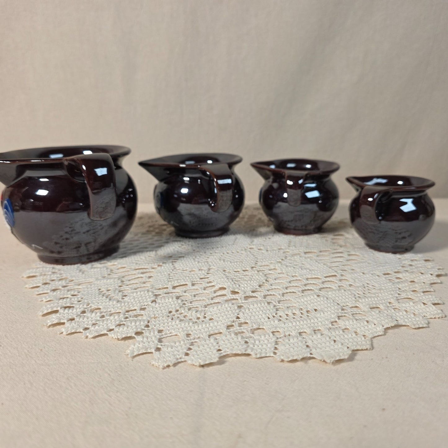 Vintage Ceramic Rooster Measuring Cups Set of 4 Made in Japan