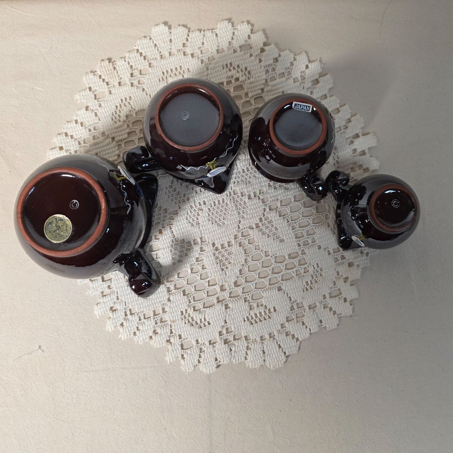 Vintage Ceramic Rooster Measuring Cups Set of 4 Made in Japan