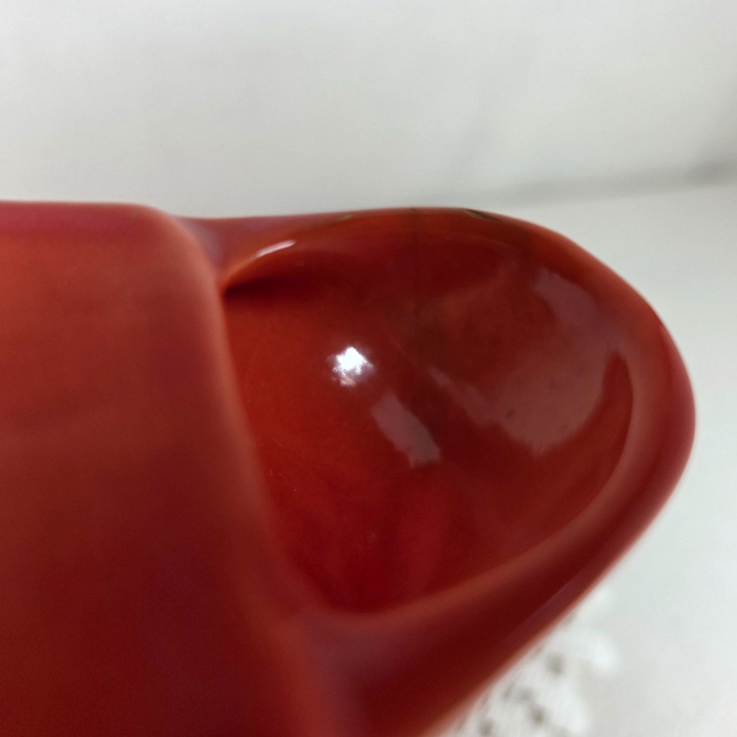 Vintage Fiesta Red Ice Lip Pitcher 9 1/2" Wide & 7" Tall Art Deco Style Ceramic Collectible Display-Ready