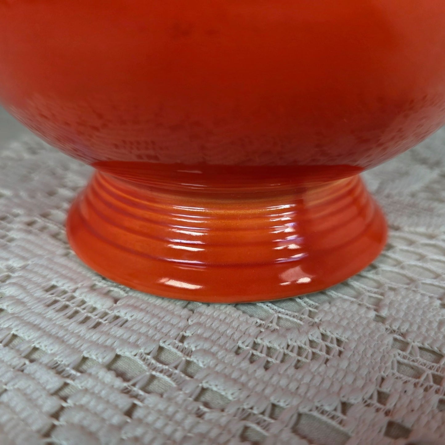Vintage Fiesta Red Ice Lip Pitcher 9 1/2" Wide & 7" Tall Art Deco Style Ceramic Collectible Display-Ready