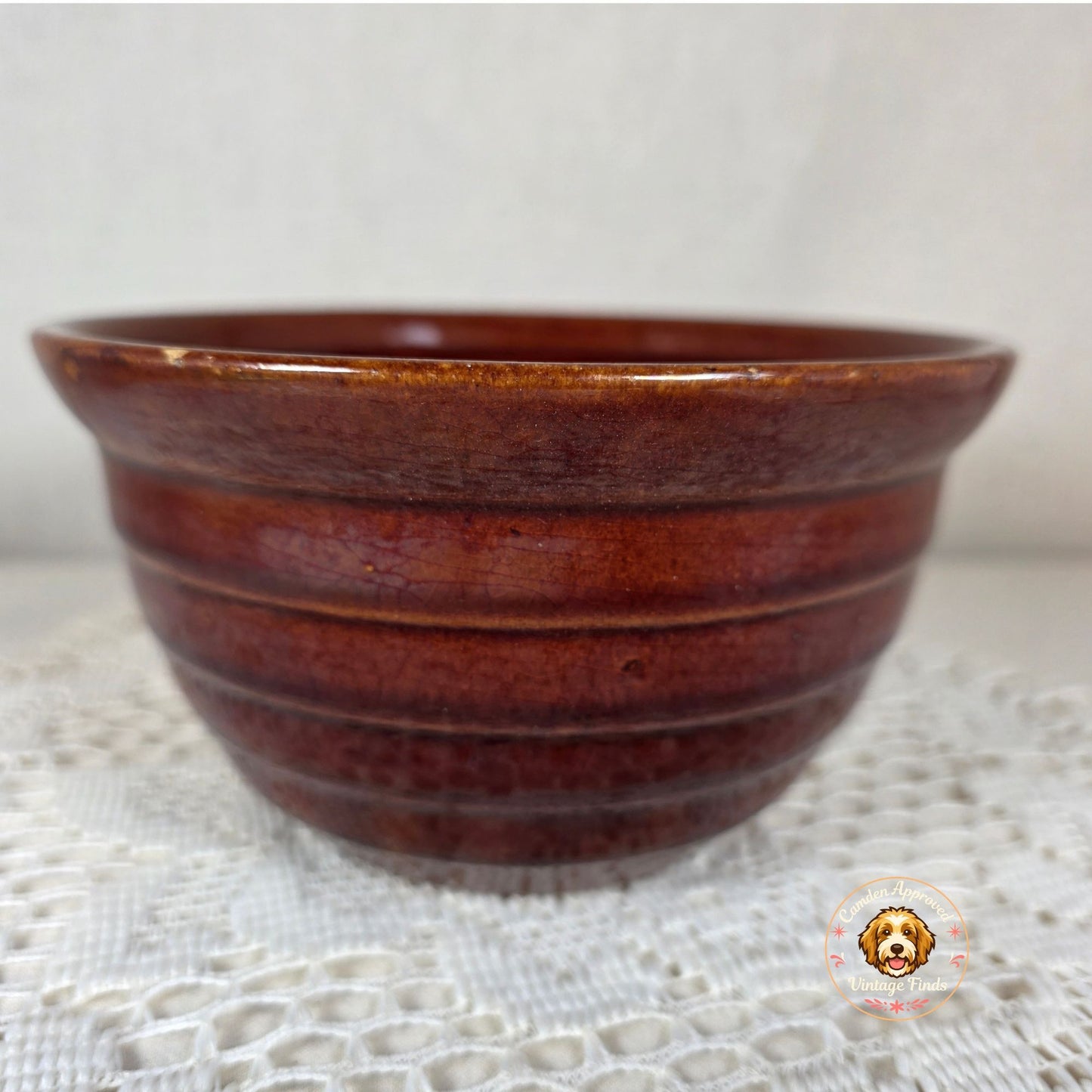 Vintage Brown Ribbed Mixing Bowl 6" Diameter 3 1/2" Tall Unmarked