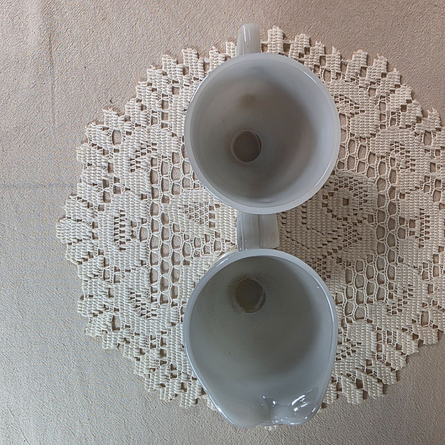 Fire King Laurel Gray Milk Glass Creamer & Sugar Set Vintage Collectibles