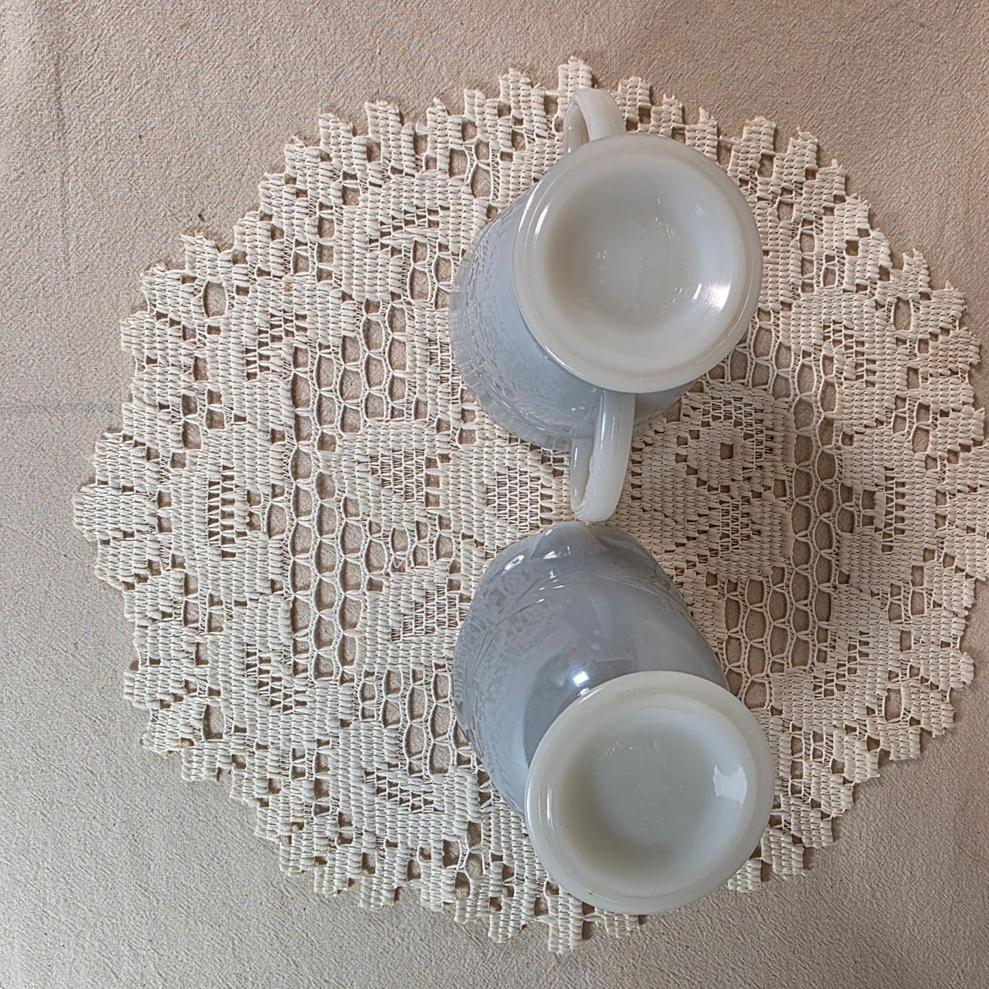 Fire King Laurel Gray Milk Glass Creamer & Sugar Set Vintage Collectibles