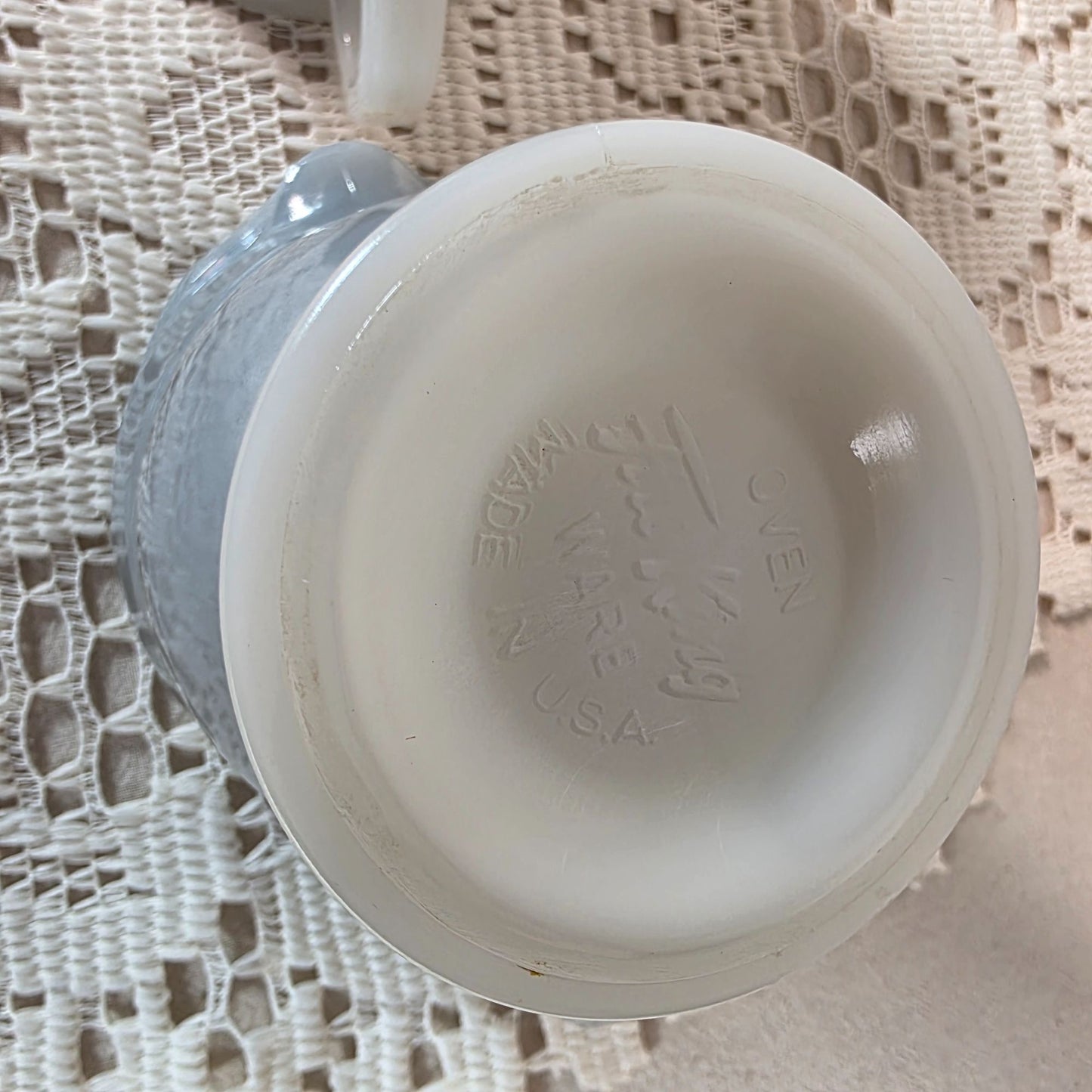 Fire King Laurel Gray Milk Glass Creamer & Sugar Set Vintage Collectibles