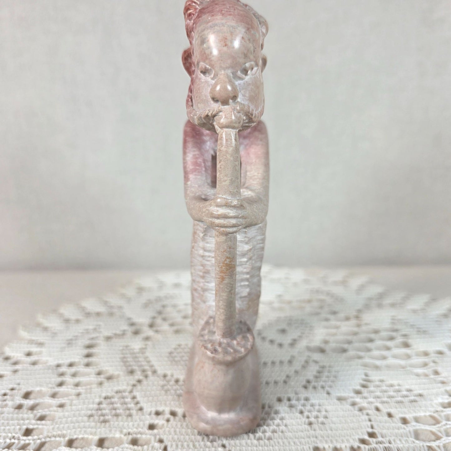 African Soapstone Carved Contemplative Sculpture Handmade In Kenya