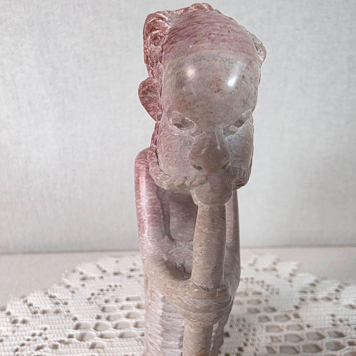 African Soapstone Carved Contemplative Sculpture Handmade In Kenya
