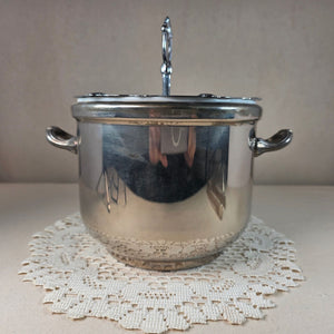Silver-Plated Ice Bucket With Lid & Tongs Vintage Style Made In Hong Kong Elegant Design