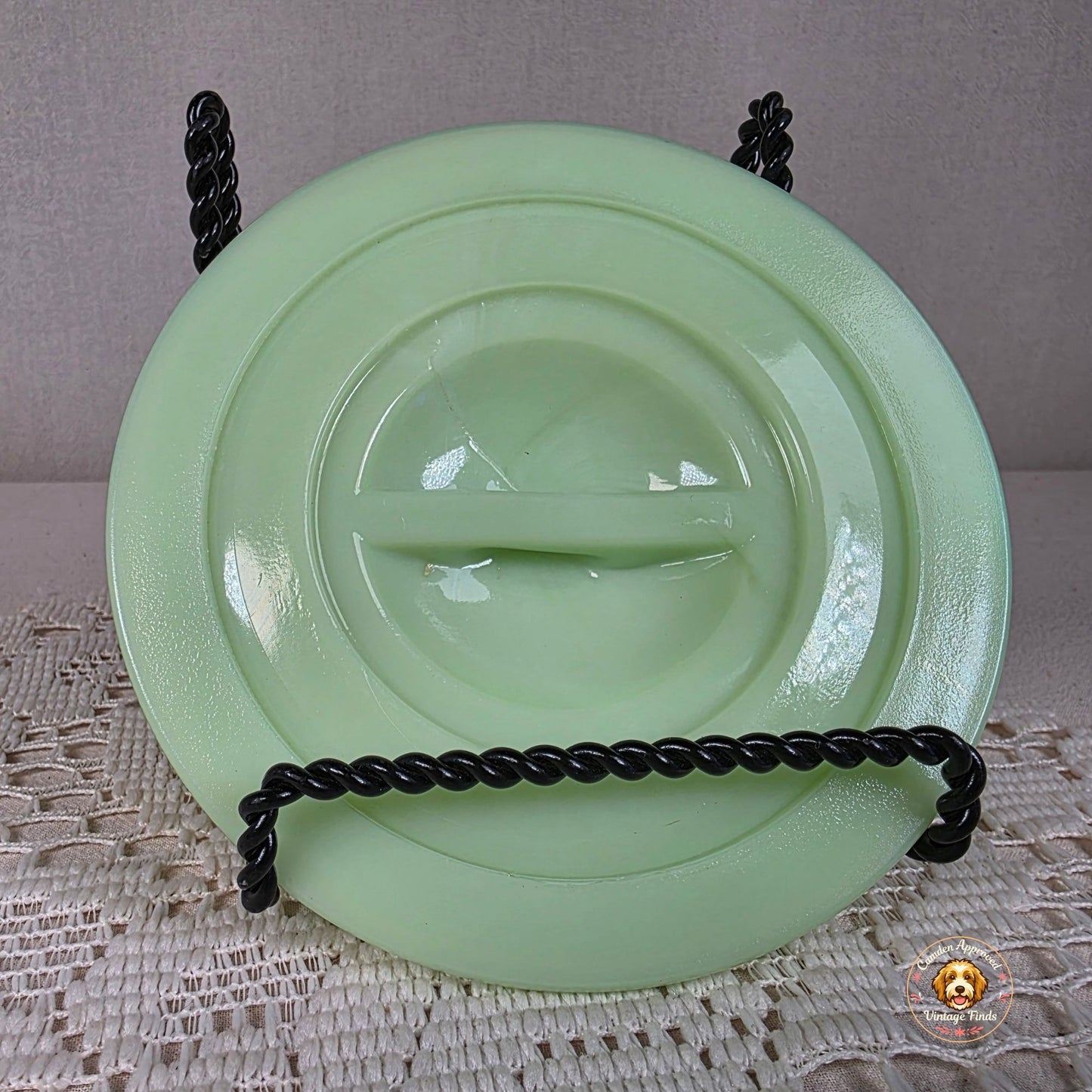 Vintage Jeannette Jadeite Lid ONLY For Drippings Jar 4 3/4"