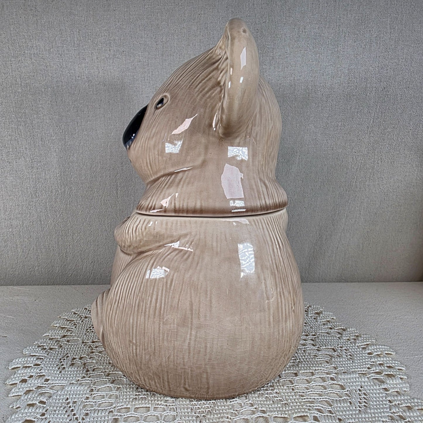 Vintage Koala Bear Cookie Jar CJ-93 USA California Pottery Beige 9"