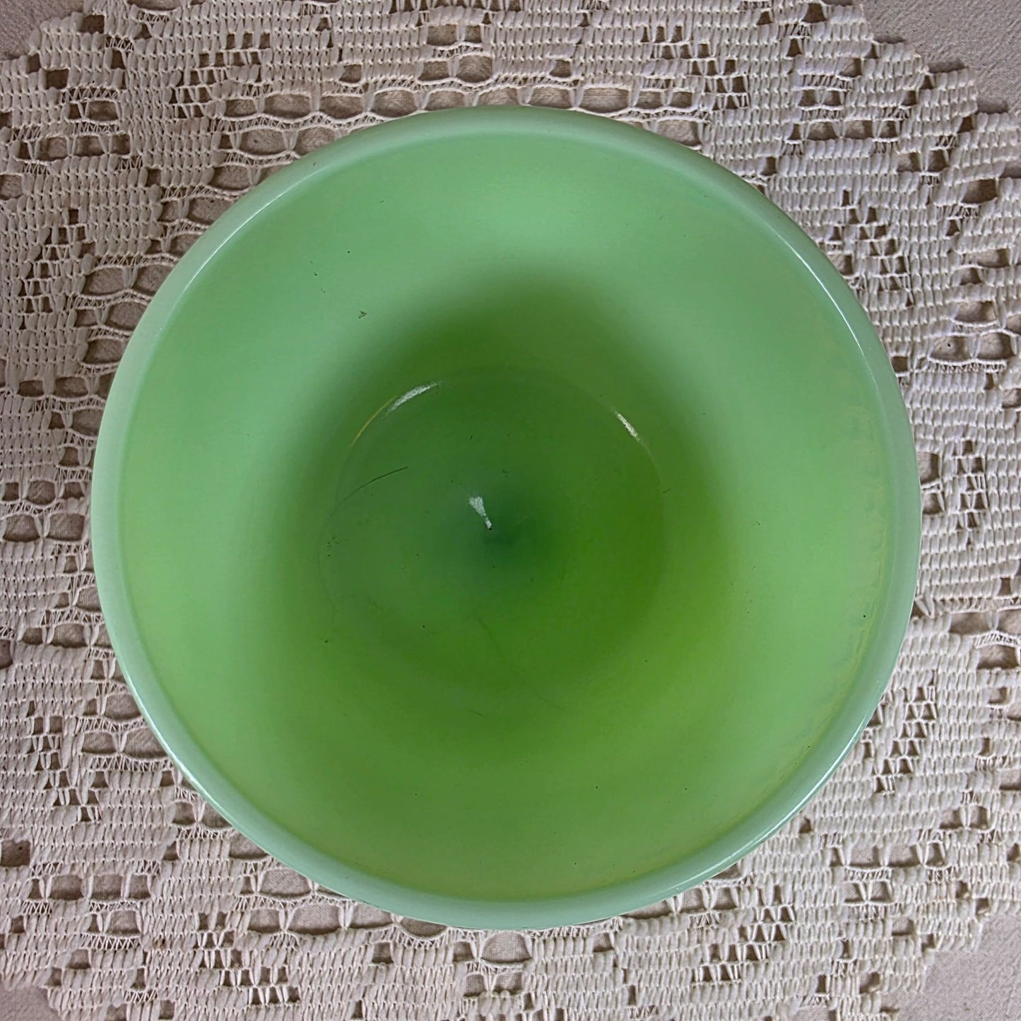 Vintage McKee Laurel Jadeite Sherbet Dish 3 3/4" Tall Embossed Leaf Pattern Glows Under UV Light