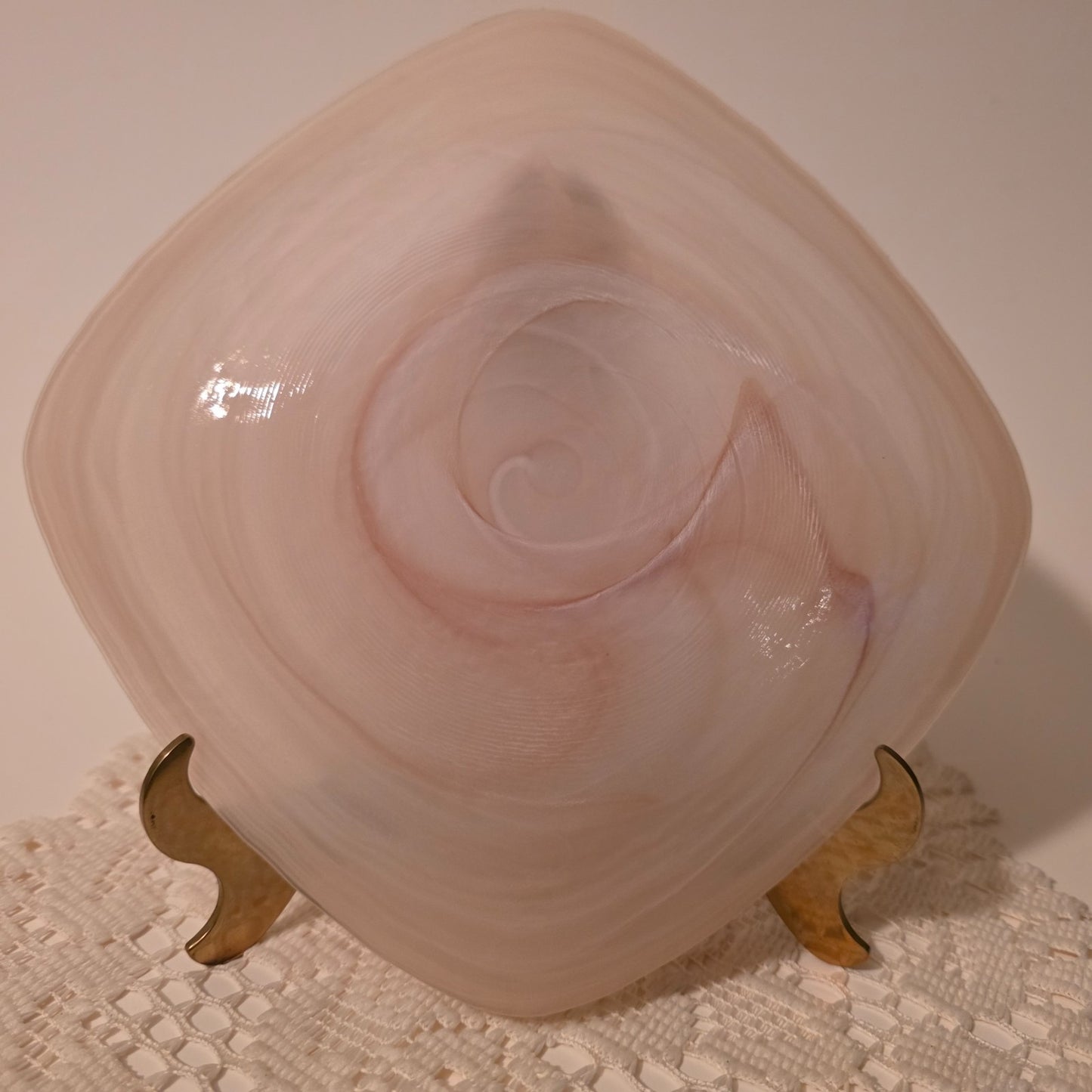 Pier 1 Alabaster Glass Salad Plates Set of 6 Pink & Aqua Swirl Retired
