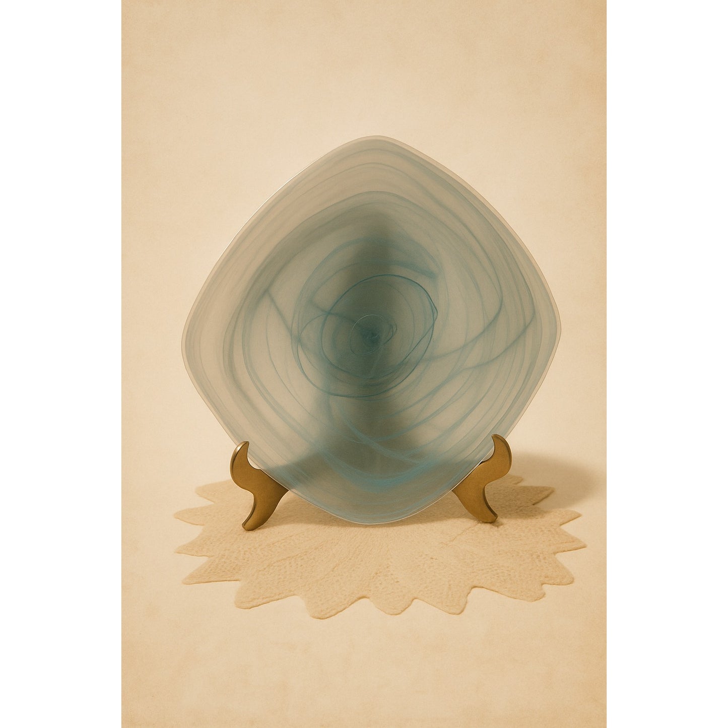 Pier 1 Alabaster Glass Salad Plates Set of 6 Pink & Aqua Swirl Retired