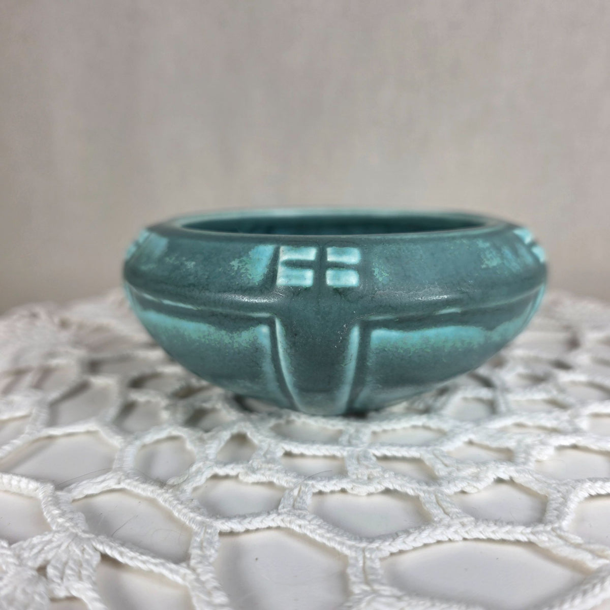 1929 Rookwood Pottery Turquoise Matte Glaze Art Deco Bowl Shape 2133