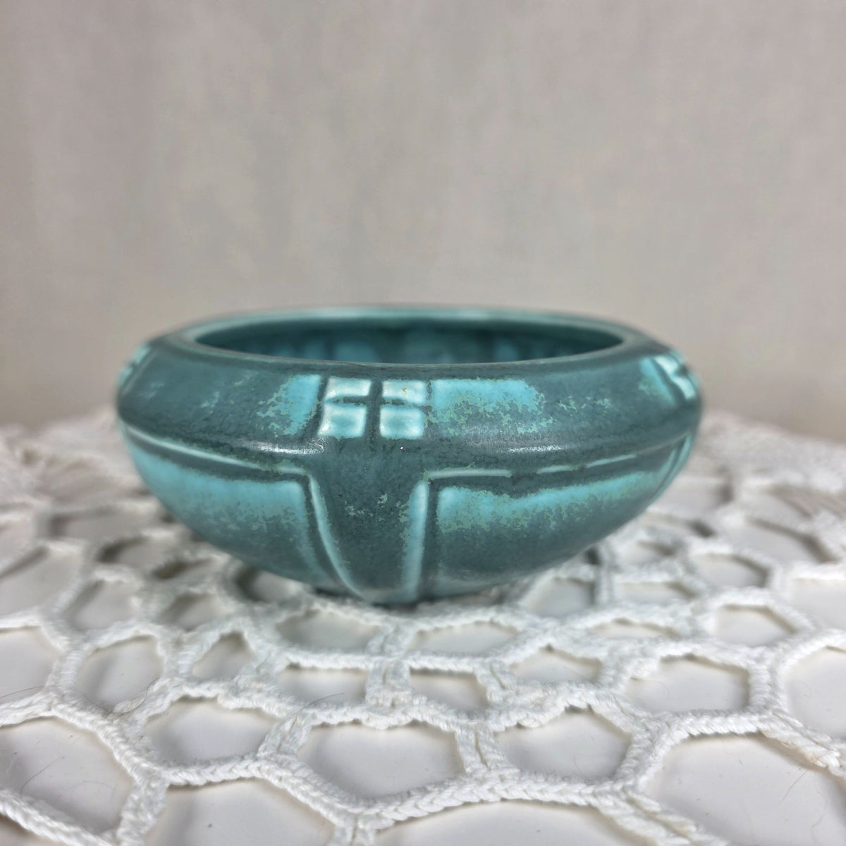 1929 Rookwood Pottery Turquoise Matte Glaze Art Deco Bowl Shape 2133