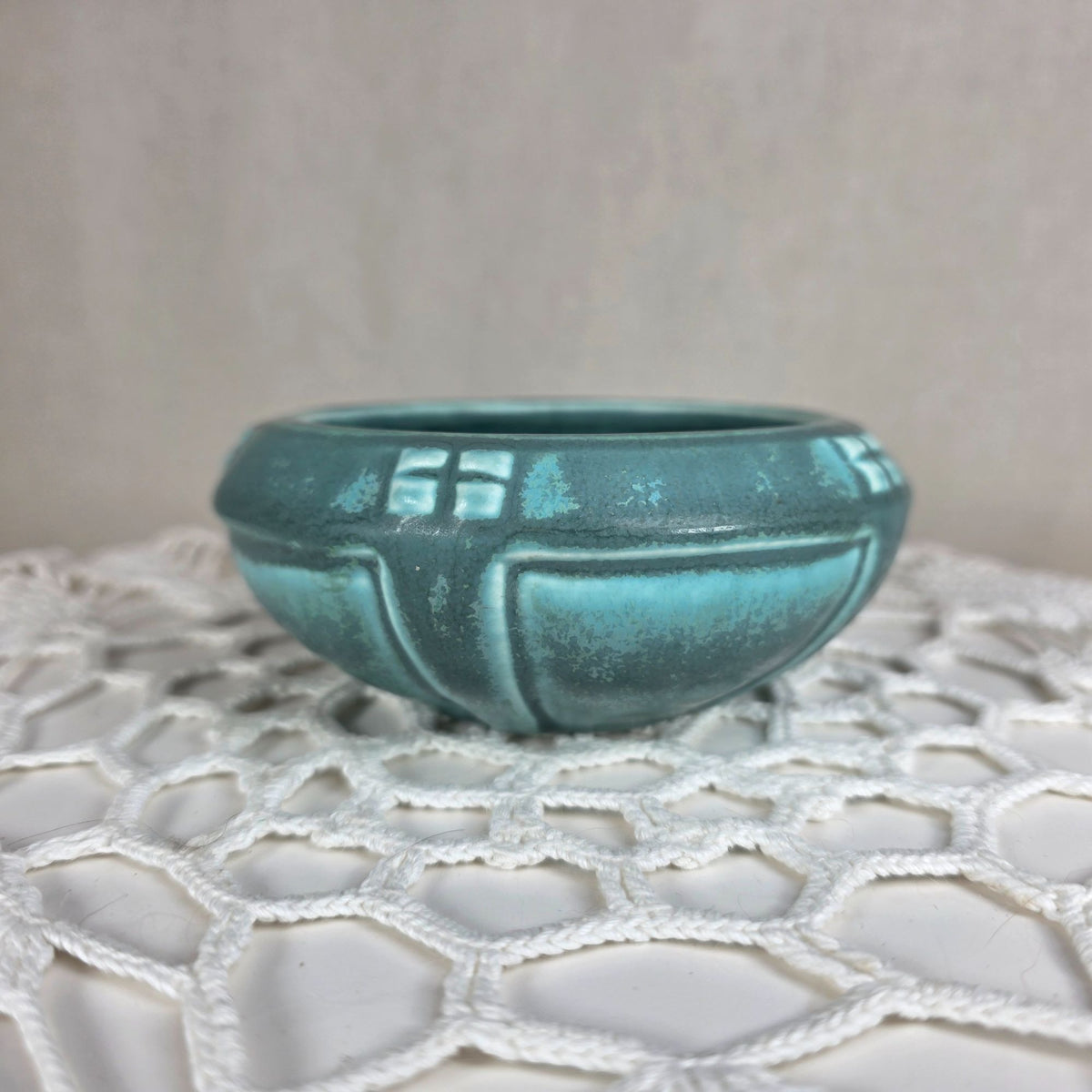 1929 Rookwood Pottery Turquoise Matte Glaze Art Deco Bowl Shape 2133