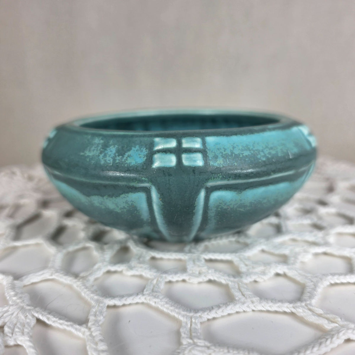 1929 Rookwood Pottery Turquoise Matte Glaze Art Deco Bowl Shape 2133