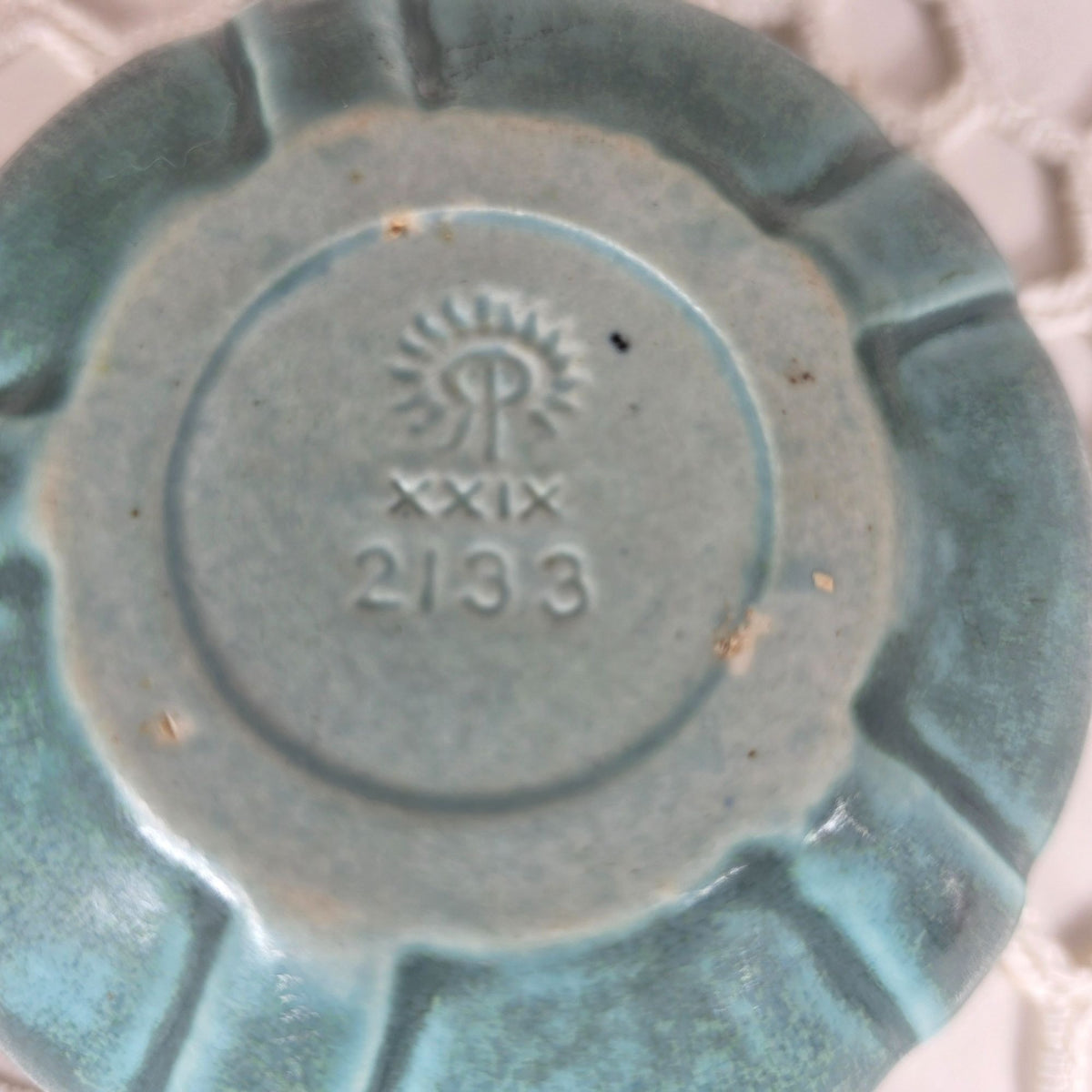 1929 Rookwood Pottery Turquoise Matte Glaze Art Deco Bowl Shape 2133